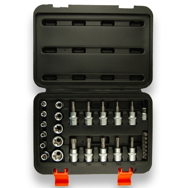 WorkPlus Steckschlüsselsatz 29-teilig – 1/4" & 3/8" – Torx, Vielzahn, E-Profil